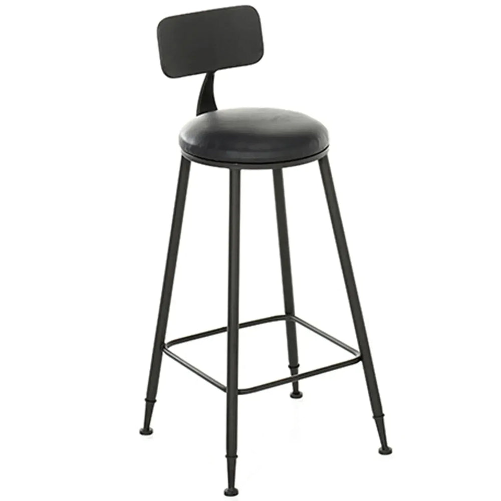 Industrial leather round bar chair starbuck leather in white background.