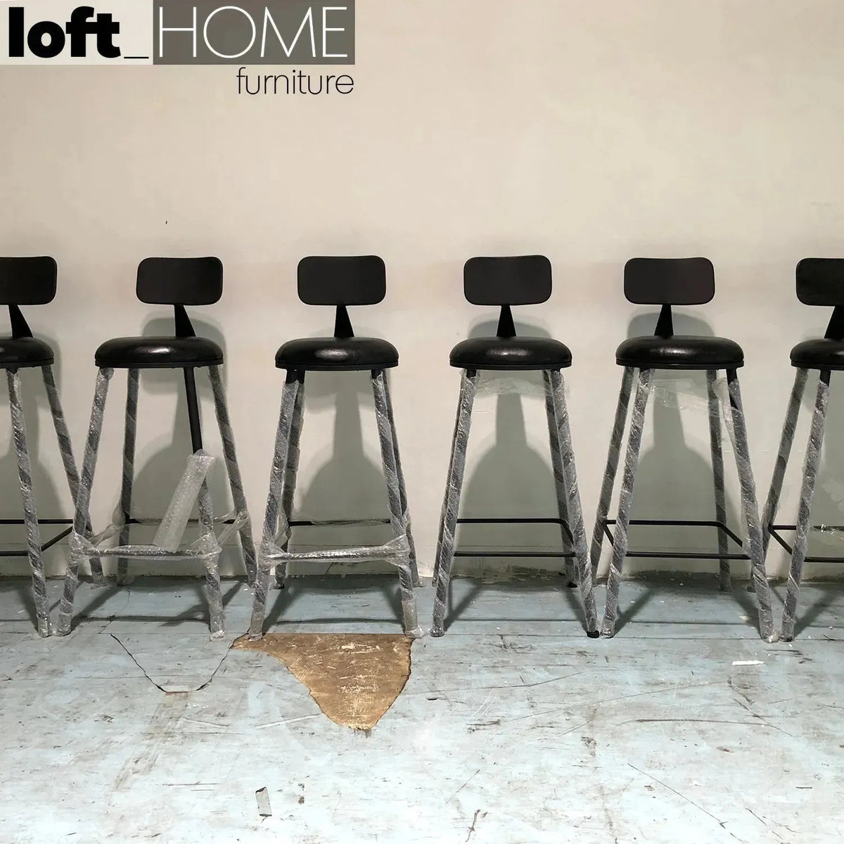 Industrial leather round bar chair starbuck leather in real life style.