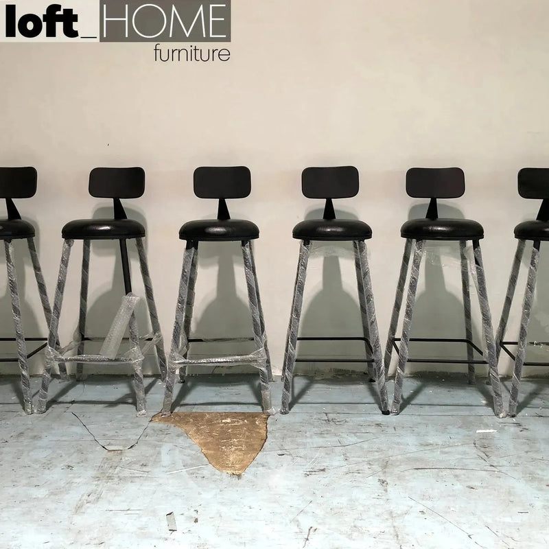 Industrial leather round bar chair starbuck leather in real life style.