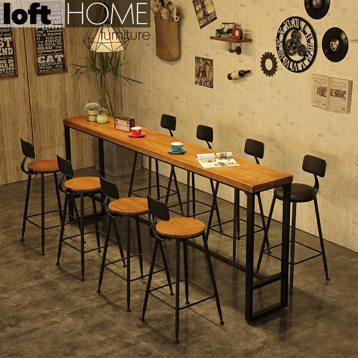 Industrial leather round bar chair starbuck leather material variants.