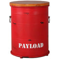 Industrial metal side table container round in white background.