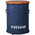 Industrial metal side table container round layered structure.