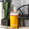 Industrial metal side table container round environmental situation.