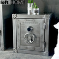 Industrial metal side table hatch wheel detail 1.