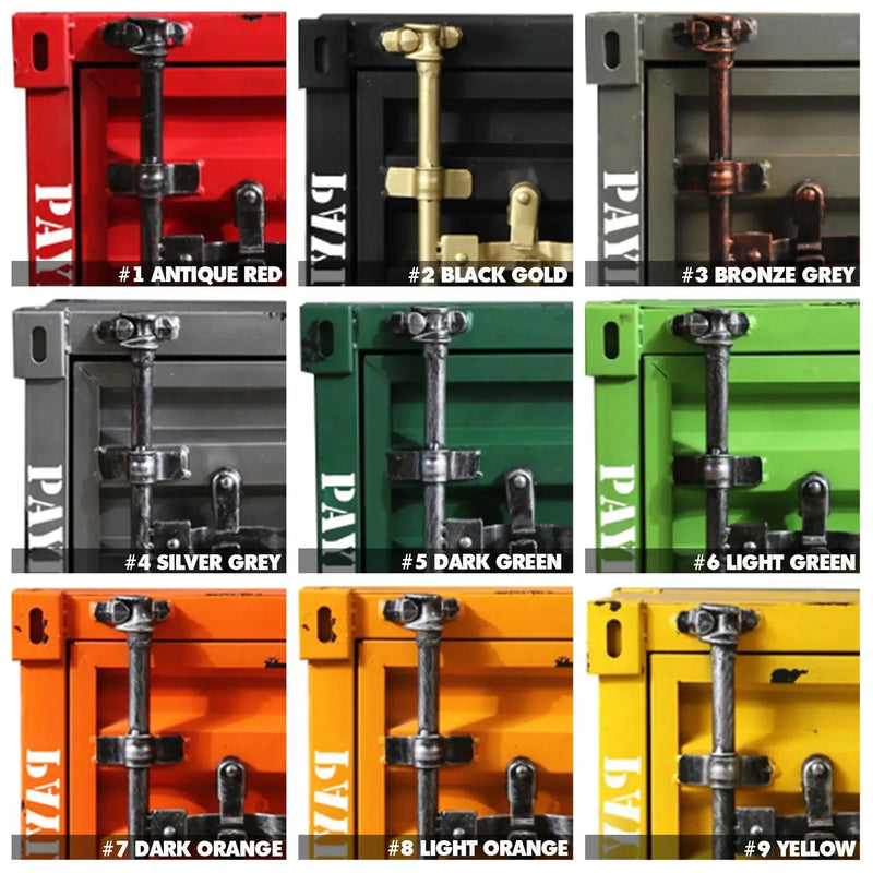 Industrial metal storage cabinet container 8 doors color swatches.