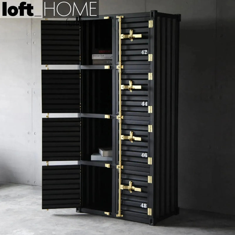Industrial metal storage cabinet container 8 doors with context.