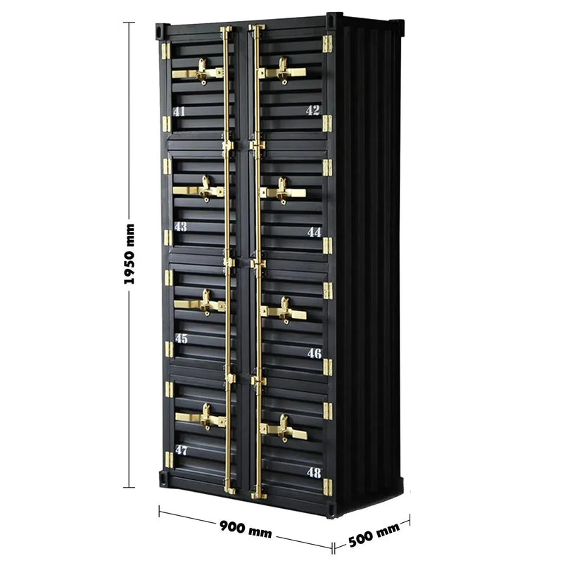 Industrial metal storage cabinet container 8 doors size charts.