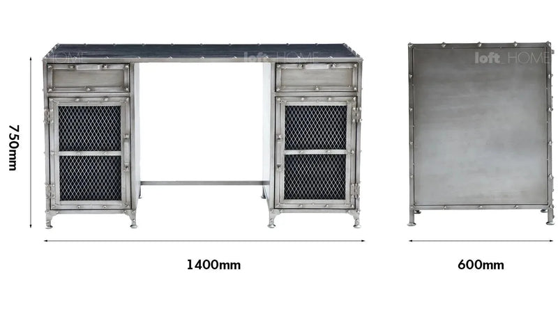 Industrial metal study table bernz size charts.