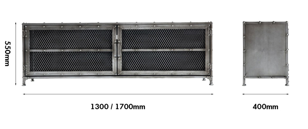 Industrial metal tv console bernz size charts.