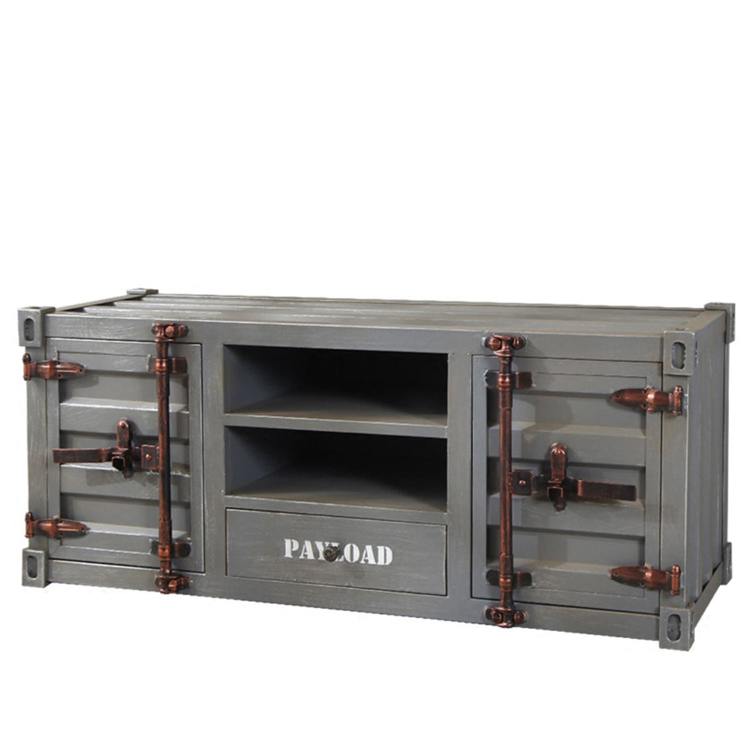 Industrial metal tv console container conceptual design.
