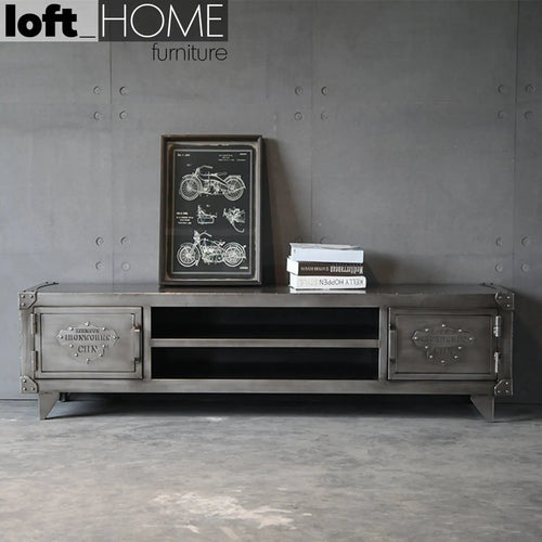 Industrial Metal TV Console HATCH WHEEL Good to Know Preview-1