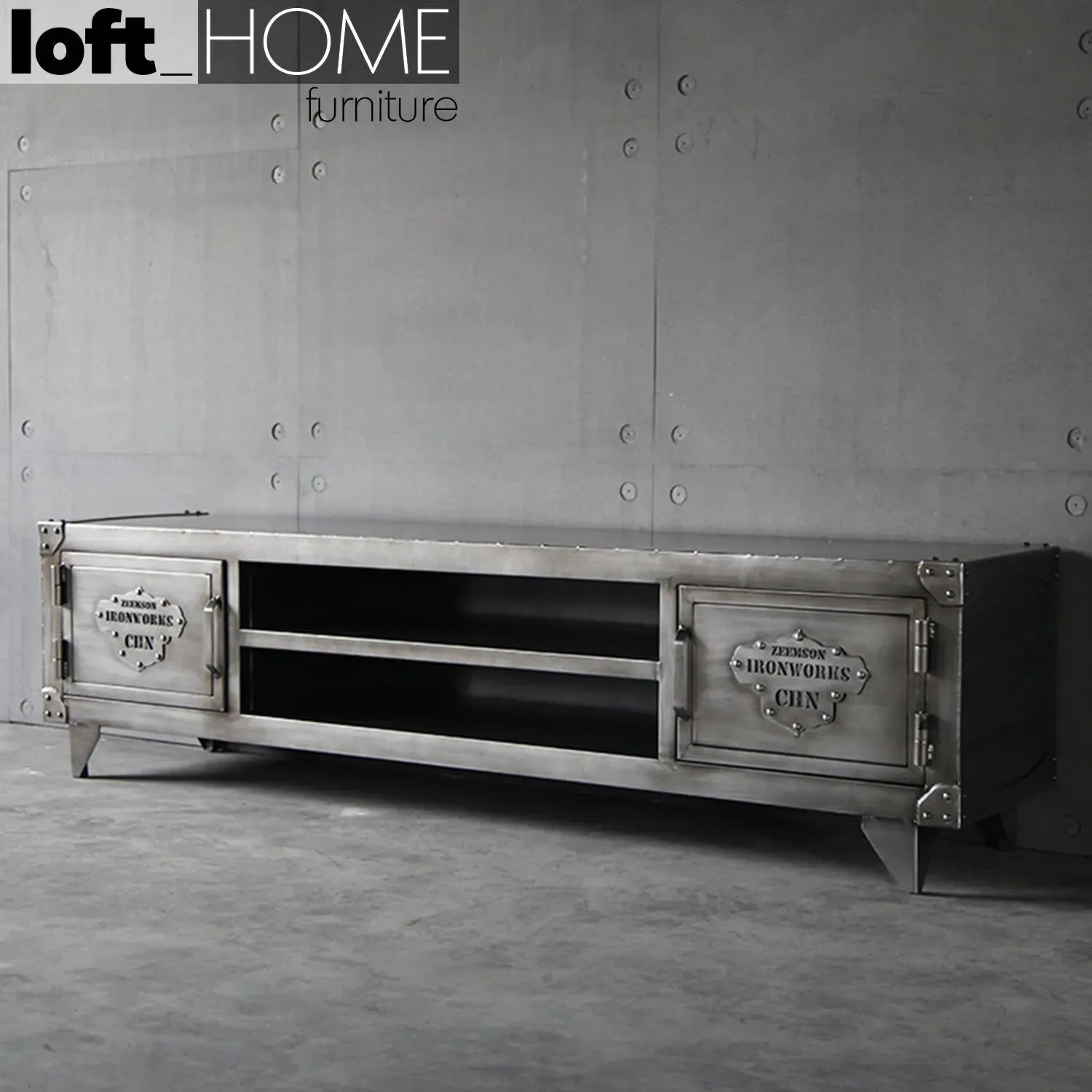 Industrial Metal TV Console HATCH WHEEL – LOFT HOME