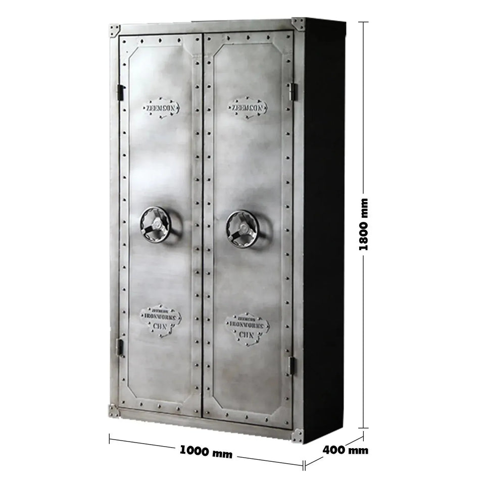 Industrial metal wardrobe hatch wheel double size charts.