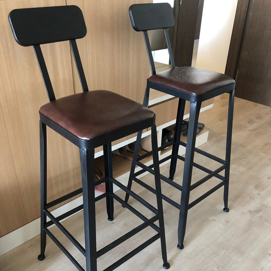 Industrial pine wood bar chair starbuck leather square primary product view.