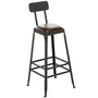 Industrial Pine Wood Bar Chair STARBUCK LEATHER SQUARE