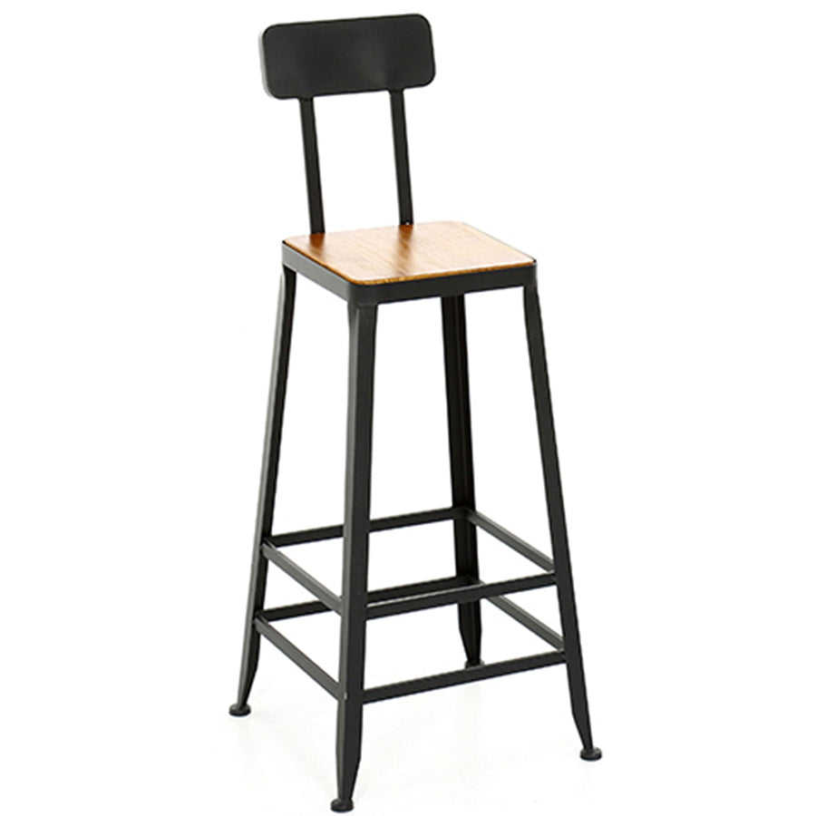 Industrial pine wood bar chair starbuck wood square in white background.