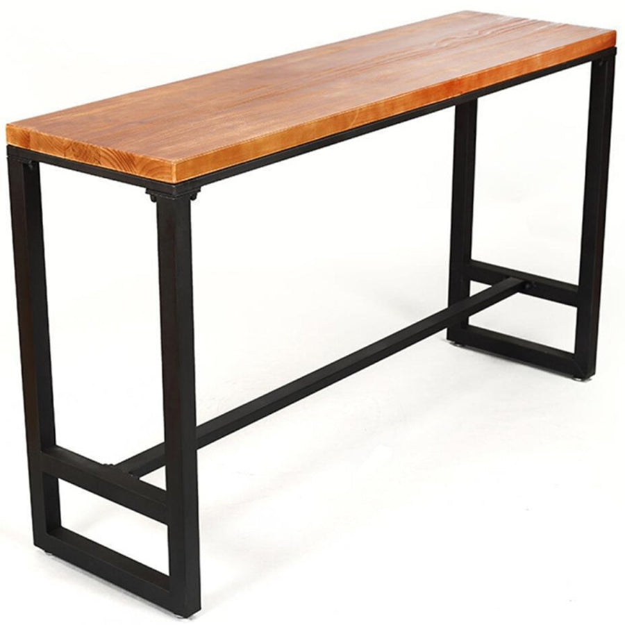 Industrial pine wood bar table starbuck in white background.