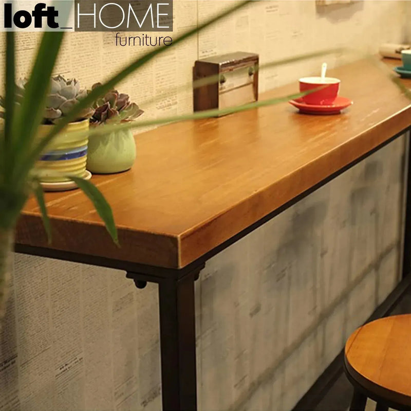 Industrial pine wood bar table starbuck material variants.