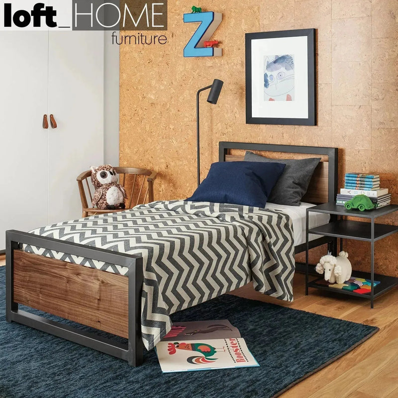 Industrial pine wood bed classic material variants.