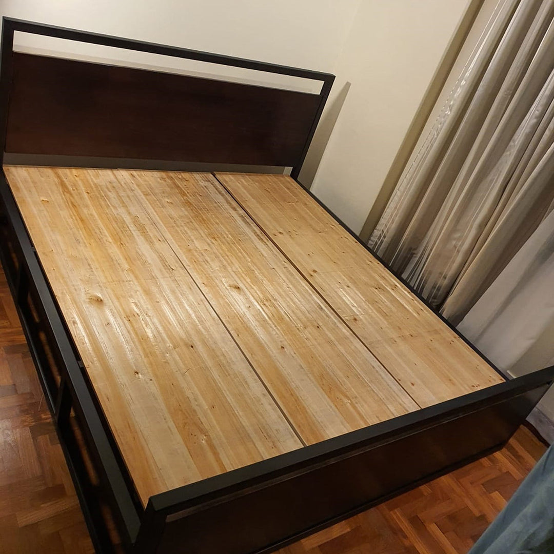 Industrial pine wood bed classic situational feels.