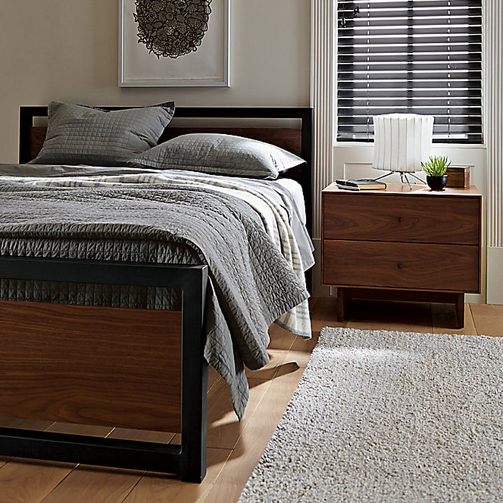 Industrial pine wood bed classic in details.