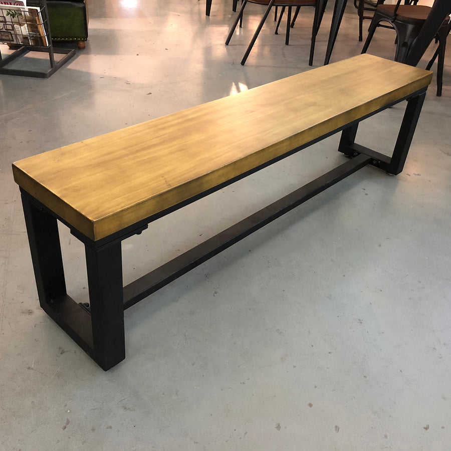 Industrial pine wood dining bench classic primary product view.