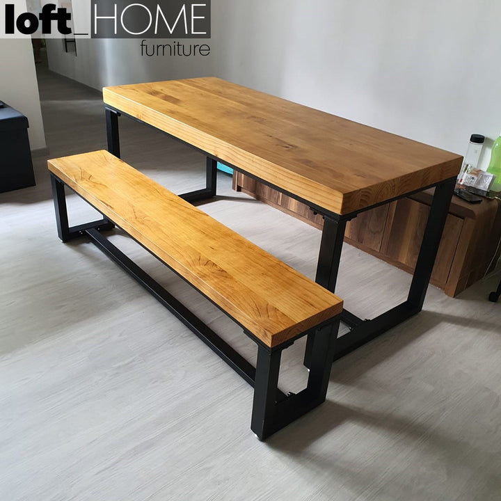 Industrial pine wood dining bench classic environmental situation.