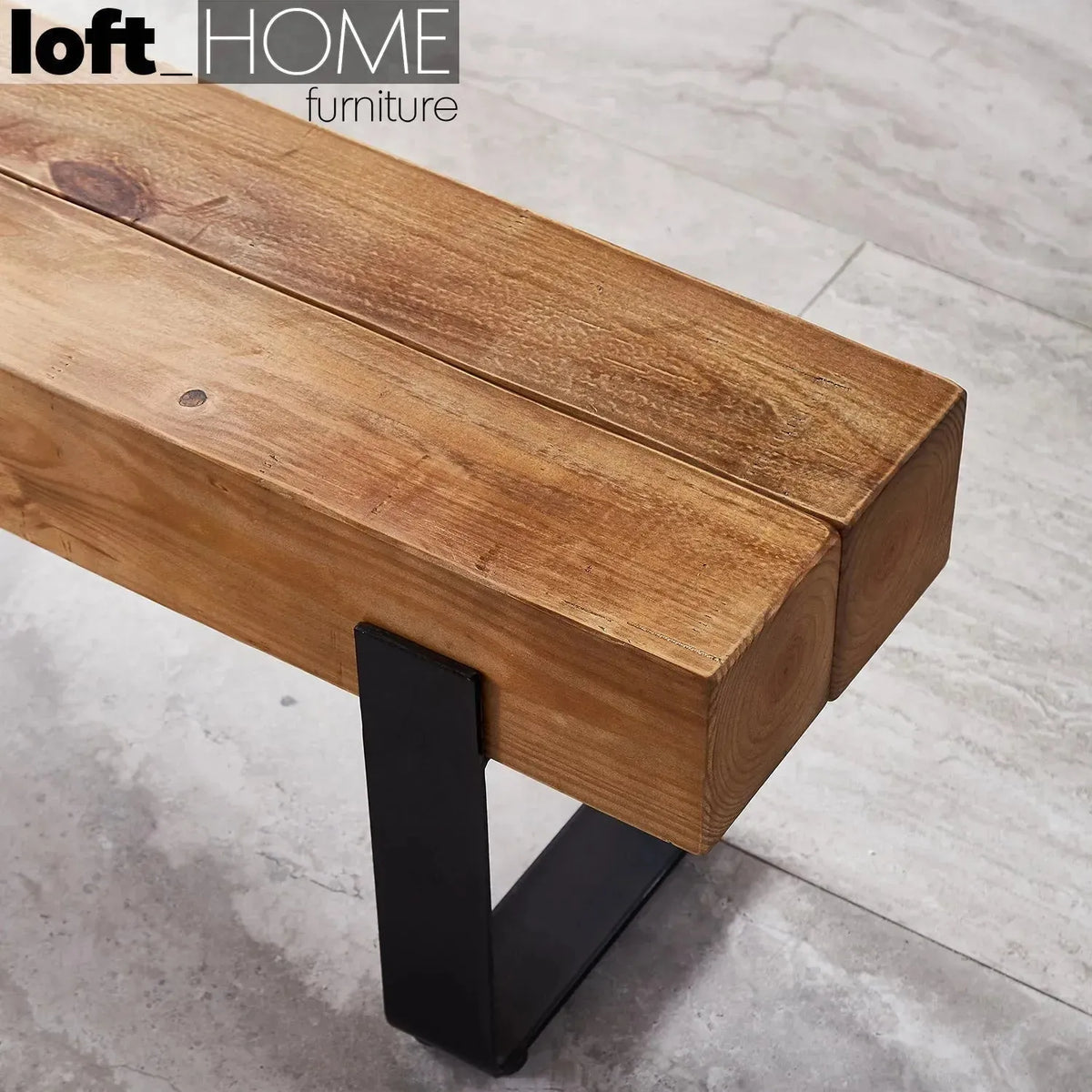 Rustic pine wood dining bench noer in still life.