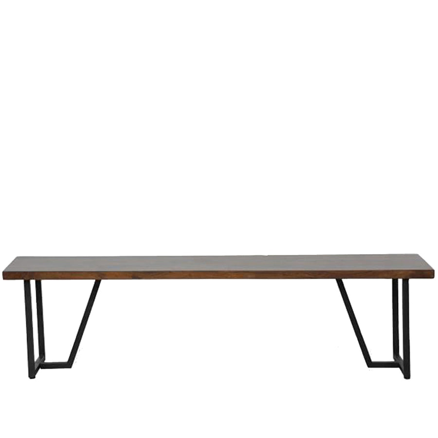 Industrial pine wood dining bench slim in white background.
