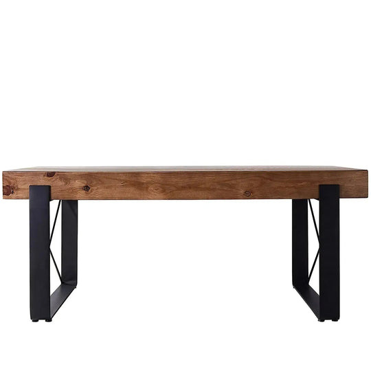 Rustic pine wood dining table noer in white background.