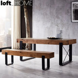 Rustic pine wood dining table noer primary product view.