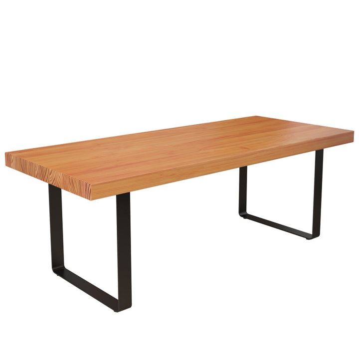 Industrial pine wood dining table u shape in white background.