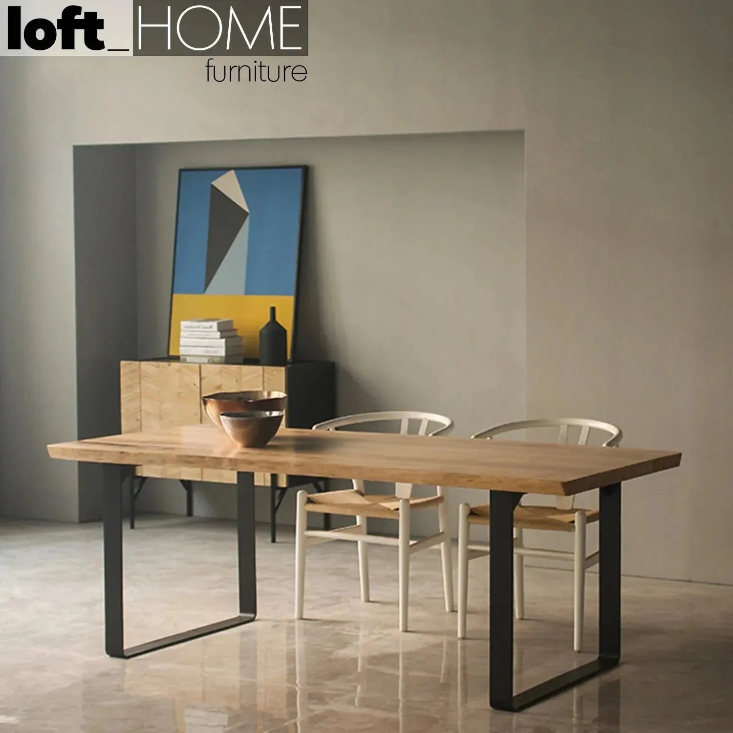 Industrial Pine Wood Dining Table U SHAPE – LOFT HOME