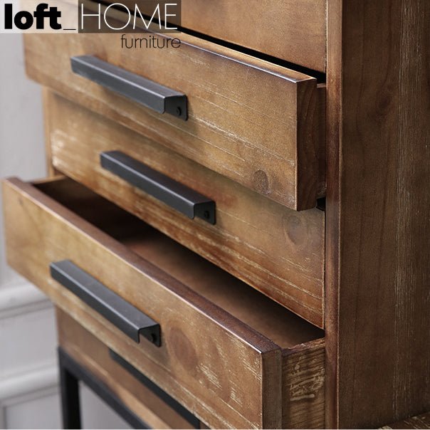 Industrial pine wood drawer cabinet classic pine primary product view.