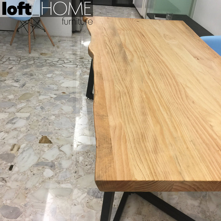 Industrial pine wood live edge dining table designer situational feels.