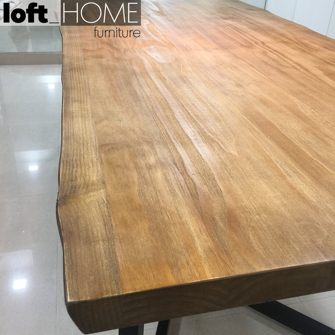 Industrial pine wood live edge dining table designer environmental situation.
