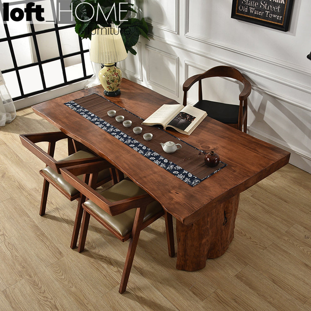 Industrial pine wood live edge dining table whole solid wood primary product view.