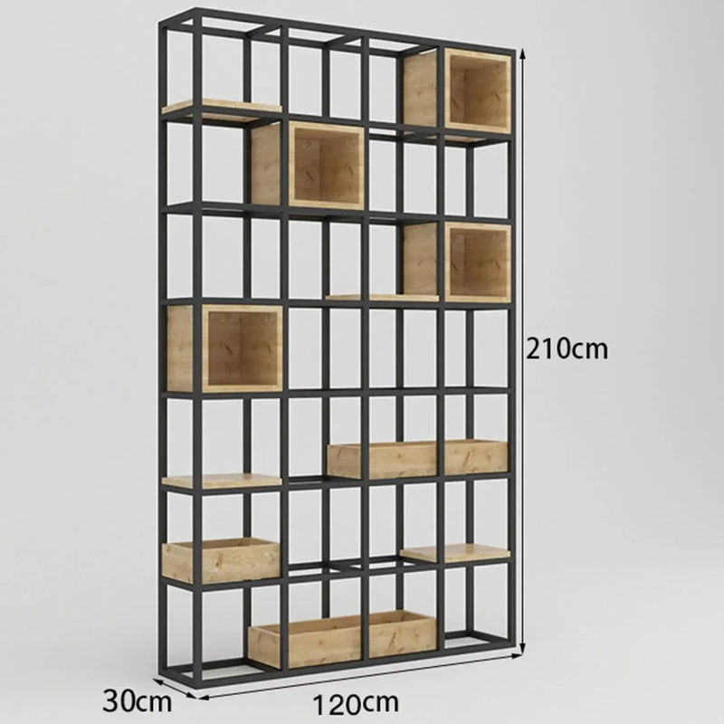 Industrial pine wood display shelf box material variants.