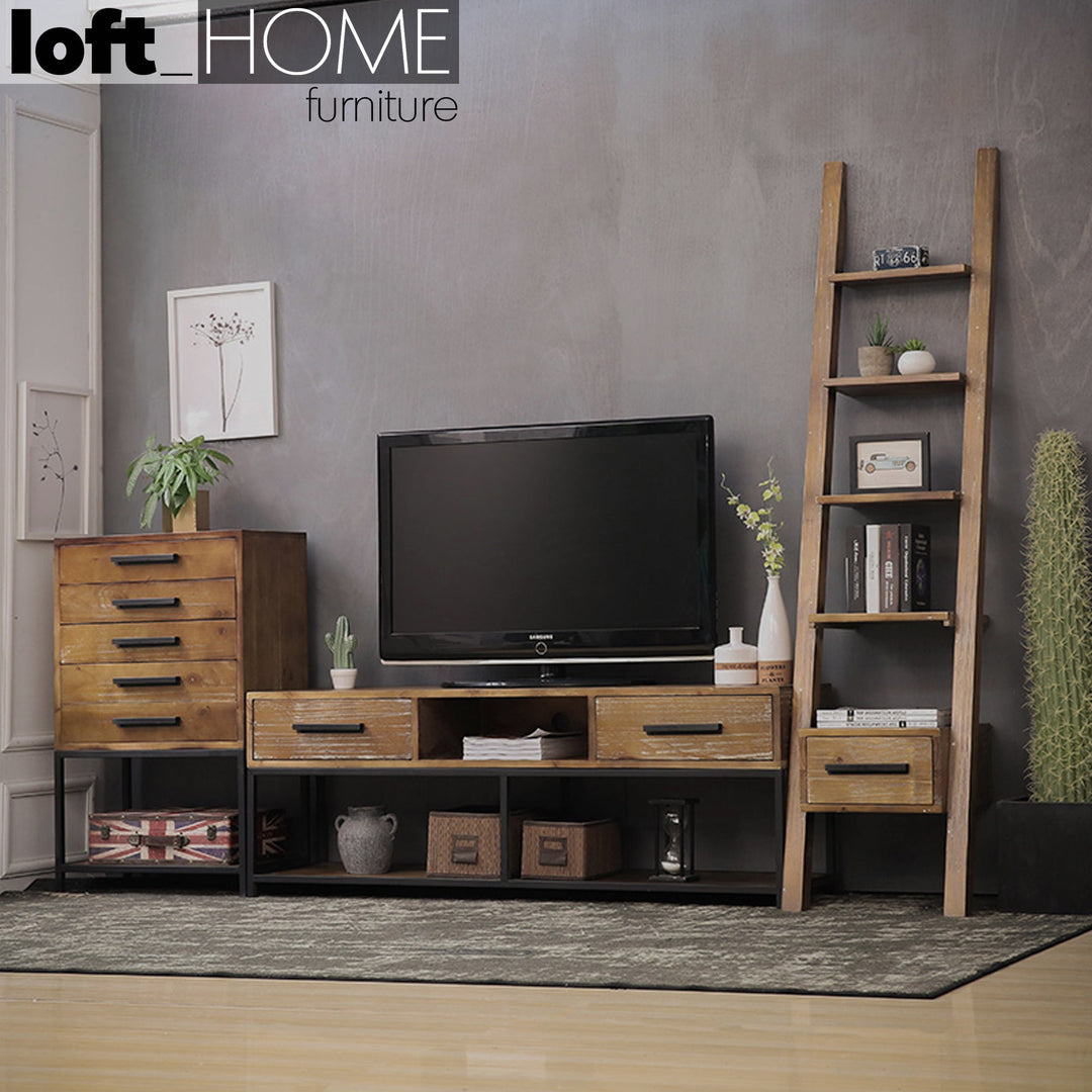 Industrial pine wood tv console classic pine material variants.