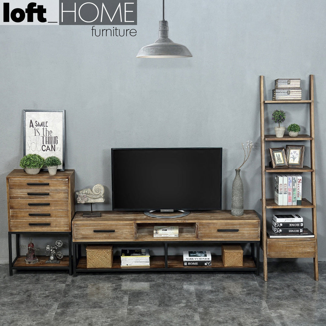 Industrial pine wood tv console classic pine primary product view.