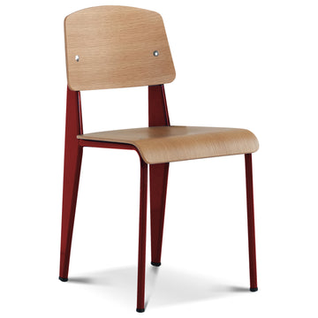 Industrial plywood dining chair standard in white background.