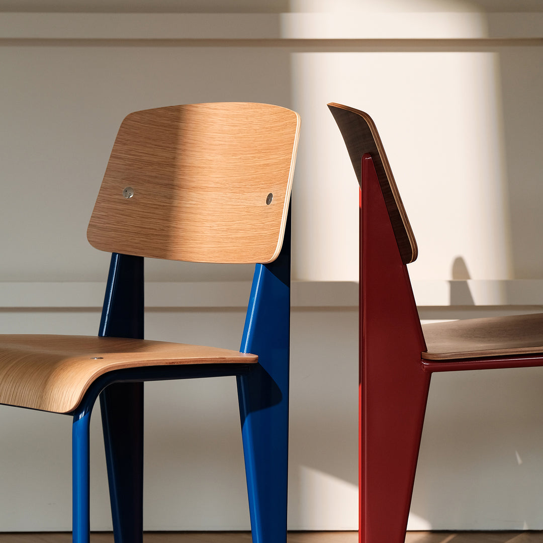 Industrial plywood dining chair standard material variants.