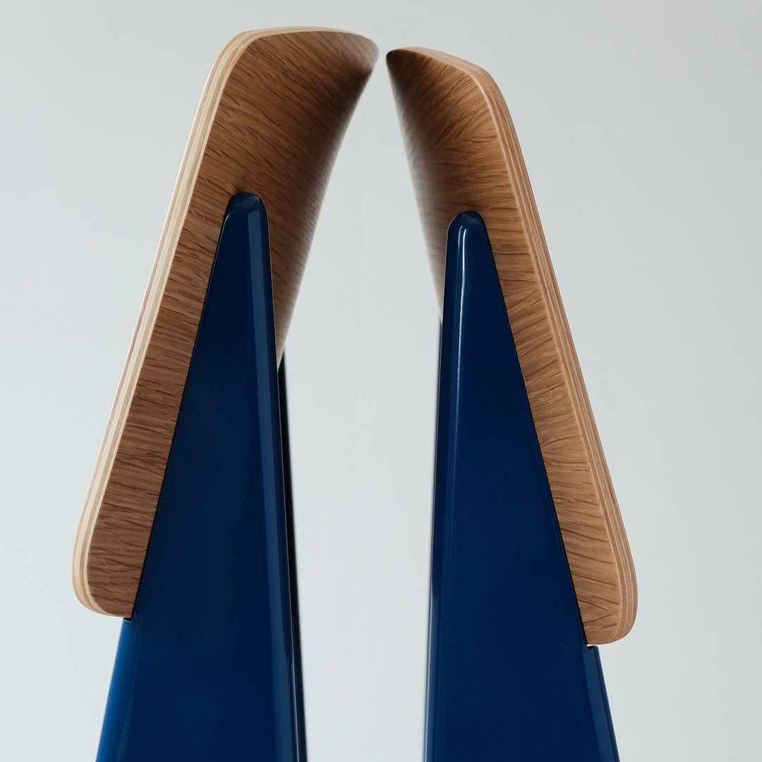 Industrial plywood dining chair standard in panoramic view.