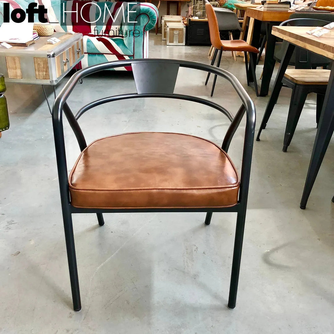 Industrial pu leather dining chair roundarm color swatches.