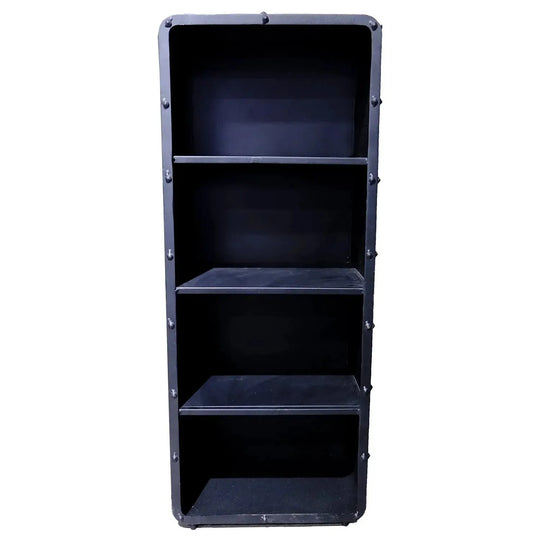 Industrial steel bookshelf mysteel s in white background.