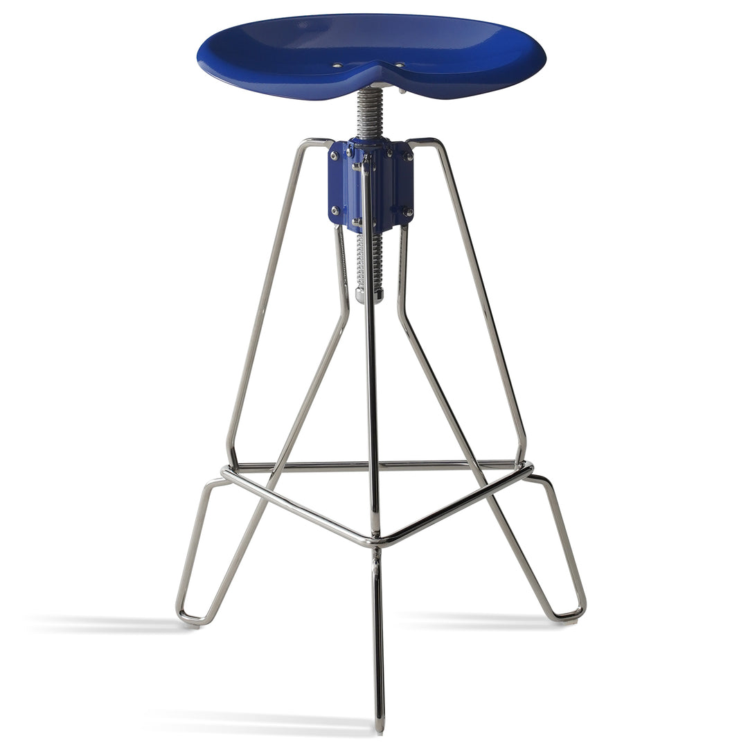 Industrial steel height adjustable bar chair spool in panoramic view.