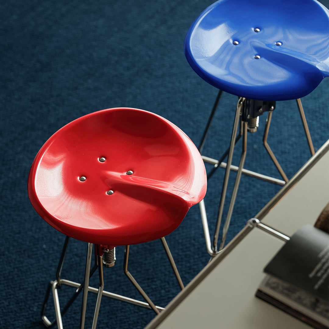 Industrial steel height adjustable bar chair spool color swatches.