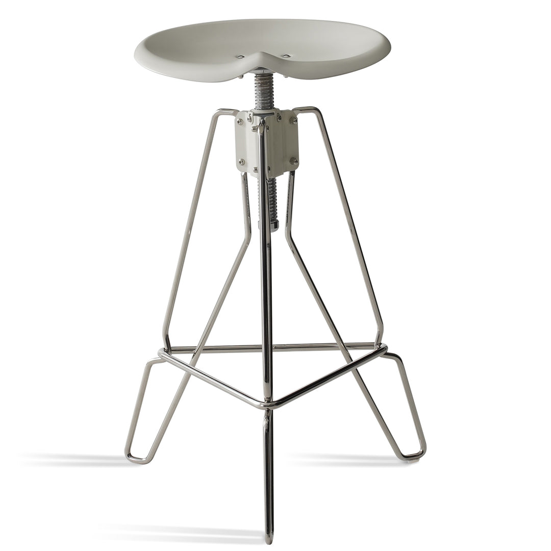 Industrial steel height adjustable bar chair spool with context.