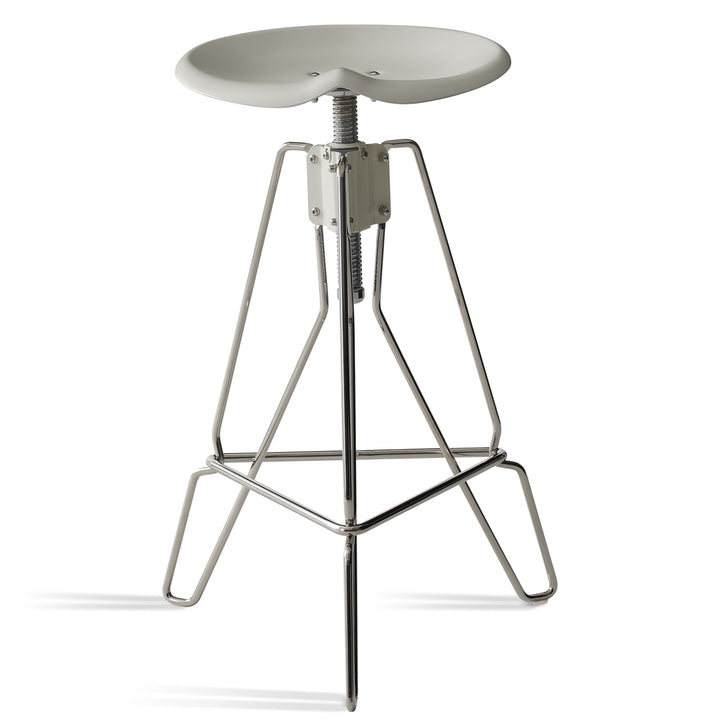 Industrial steel height adjustable bar chair spool with context.