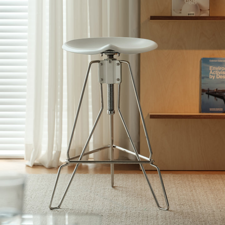 Industrial steel height adjustable bar chair spool in details.